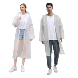 BSITSSS 2 Pieces Poncho Waterproof Adult, Portable Rain Poncho, Reusable Waterproof Poncho for Men and Women, EVA Thicker Raincoat, Festival Essentials Travel Rain for Men Women Outdoor