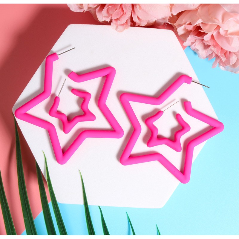 Star Earrings for Women Trendy Pink Stud Earring Bulk Pack