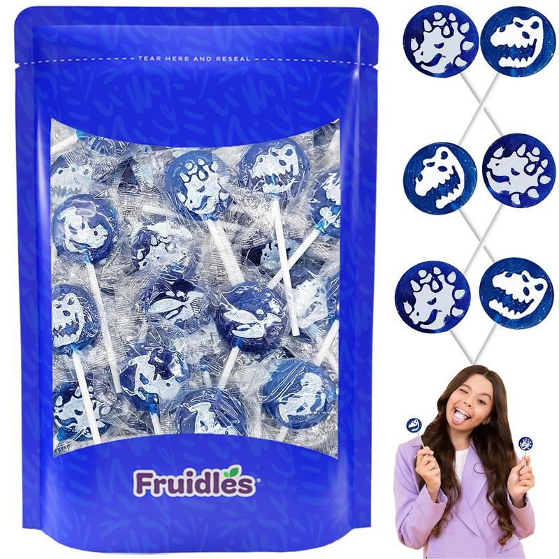 Fruidles Dinosaur Tattoo Lollipop Suckers Candy, Great for Goody Party