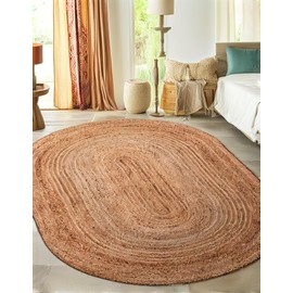 Raha Looms London Jute Rug Oval Rugs 3x5 Rug, Half Circle Rug, Half Moon Rug, Oval Jute Rug, Braided Rug, Boho Rug, Oval Braided Rugs, Oval Rug, Boho Area Rug, 3x5 Rug, Kitchen Rug, Braided Oval Rug