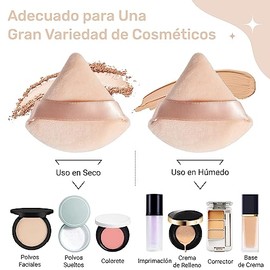 12 Piezas Esponjas Maquillaje Triangular para Polvo, Borlas para Maquillaje en Seco y Mojado
