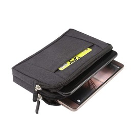 DFV mobile - Multipurpose Horizontal Belt Case 2 Compartments Zipper for Ulefone Armor X5 (2019) - Black (16,5 x 9 x 2 cm)