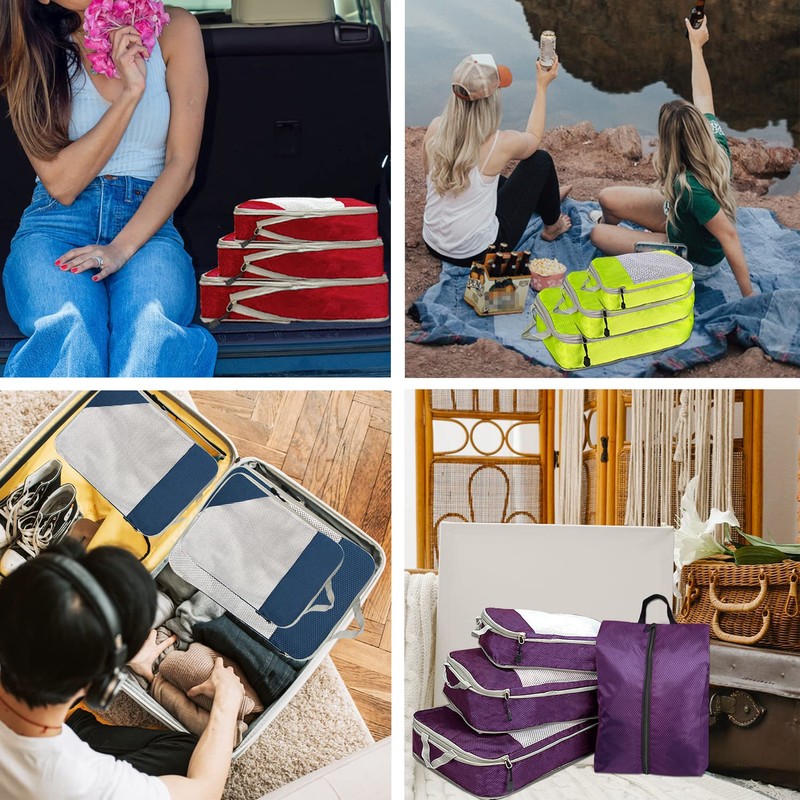 ehsbuy 4-Piece Packing Cubes Compression Packing Bags for Suitcases 3
