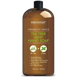 Jabón de manos de menta de árbol de té, jabón líquido de manos con menta, jojoba y aceite de coco, jabón líquido multiusos, jabón natural de baño y la