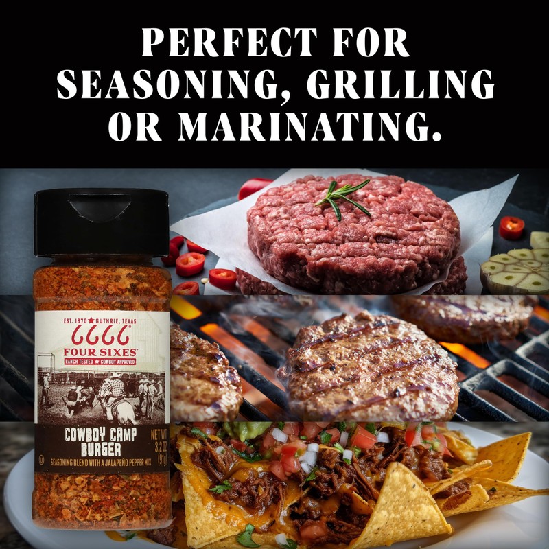 6666 Four Sixes Cowboy Camp Burger Seasoning, 3.2 Ounce