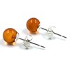 Baltic Amber Sterling Silver Small Stud Ball Earrings