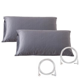 Grounding Pillowcase with 15 feet Grounding Cord, King Size 20x36 inch, 5% Silver Fiber + 95% Cotton Fiber, Conductive Earthing Pillow Case for Better Sleep