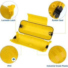 RESTMO Outdoor IP44 Waterproof Connection Box, Weatherproof Electrical Extension Lead Cover, Safety Seal Enclosure to Protect Holiday Decorations, LED Strip Light, Power Tool, Fountain, Yellow