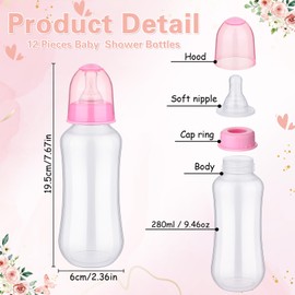 TrelaCo Juegos Geniales de Baby Shower 12 Biberones y Cartel de Bottle Chug Sets de Regalo de Bebés Verdes Favores de Fiesta de Revelación de Género para Juegos de Baby Shower (Flores)