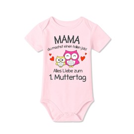 BesserBay Baby Short Sleeve Romper Bodysuit First Mother's Day Gift A Great Job Unisex 0-12 Months, Pink | A great job, 0-3 months