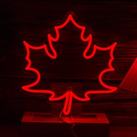 BNEMCEZH Maple Leaf Neon Sign LED Neon Red Leaf Light for Wall Decor Dimmable USB Light Up Sign for Living Room Hotel Bar Aesthetic Decoration(12.9 * 13.7 In)