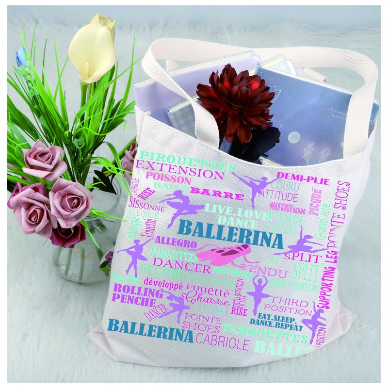 FEELMEM Ballerina Ballet Tote Bag Ballet Lovers Gift Ballet Canvas