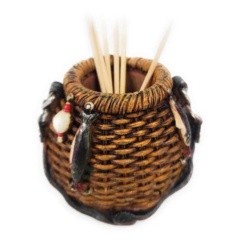 Rainbow Trading RA 3288 Fish Creel Basket Decorative Toothpick Holder