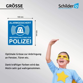 Alarm Secured Sticker Forward to the Police 10 x 10 cm Warning Sticker Alarm System Premium Sticker Alarm System