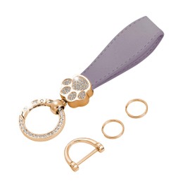 tonecraft Paw Dog Cat Dog Cat Key Chain Bag Charm Women Women's Popular Stylish Cute PU Leather Charm Gold, purple
