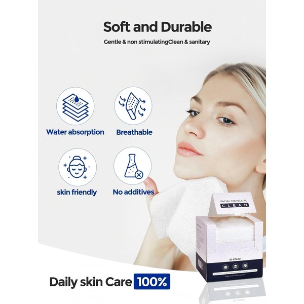 PUPUPE Disposable Face Towels, Viscose Biodegradable Large Dry Wipes, Super