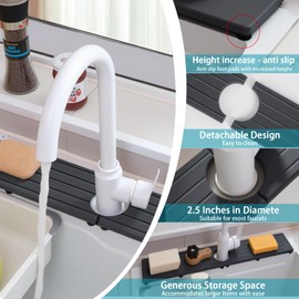 Stone Faucet Mat for Kitchen Sink with Raised Feet, Sink Mat for Kitchen Faucet, Water Absorbent Diatomite Stone Sink Tray, Sink Splash Guard & Protectors, Stone Drying Mat for Kitchen Counter