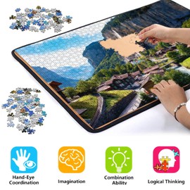 Jigsaw Puzzles 1000 Pieces for Adult Lauterbrunnen Valley Switzerland Summer Mountain European Landscape Puzzle Game for Family Wooden Puzzle Toy Educational Games Puzzles for Home Decor