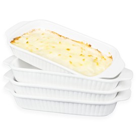 dingdaer Ceramic Au Gratin Dishes, 8 x 5 Small Baking Dish with Handles, Set of 4, 15 Oz Individual Casserole Dishes, Casserole Pans for Lasagna, Pie, Roasting, Kitchen & Home, Oven Microwave Safe