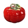 FORLONG Ceramic Red Tomato Cookie Candies Jar with Lid, Kitchen