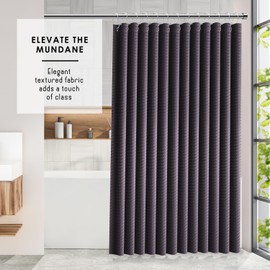 Clara Clark Purple Shower Curtain - Hotel Quality Waffle Fabric Bath Curtain 72x72, Heavy Duty Waterproof Shower Curtains for Bathroom