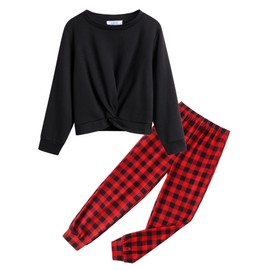 Arshiner Girls Long Sleeve Top and Pant Sets Fashion Sweatsuits Kids Clothes Christmas Outfits 10-11 Years