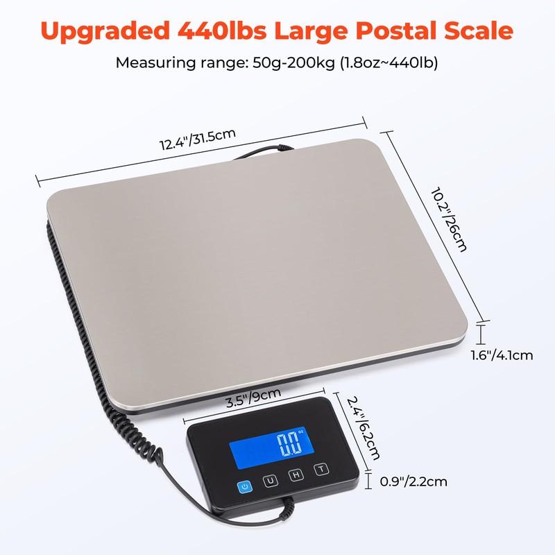 MUNBYN Shipping Scale, 440lb/1.8oz Digital Postal Scale for Packages with