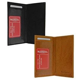 MARSHAL Checkbook Covers - Set of 2 - Genuine Leather (Black-Tan)