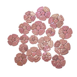 1.1 LB Random Iridescent Flower Ceramic Mosaic Tiles for DIY Crafts,3 Size Flowers Mosaic Pieces for Artwork,Photo Frames,Cups,Flower Pots,Fish Tank,Vases,Make Stepping Stones (Pink)
