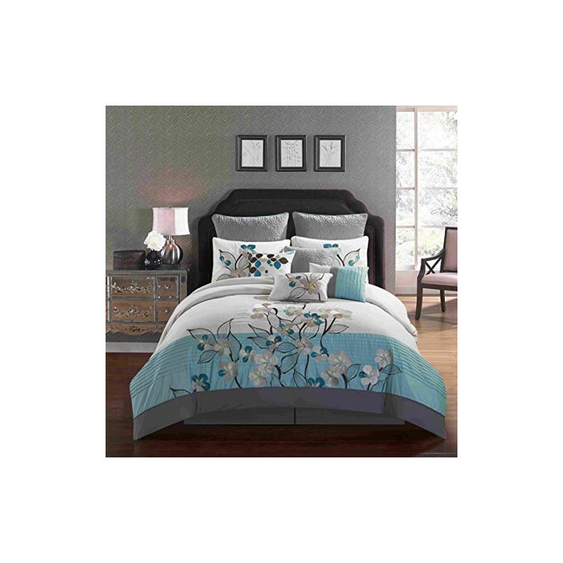 All American Collection New 7 Piece Embroidered Over-Sized Comforter Set