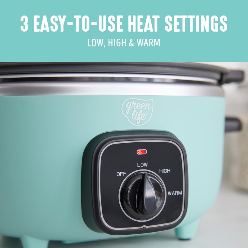 GreenLife 3.5QT Slow Cooker, Non-Toxic PFAS-Free Ceramic Nonstick Removable Interior