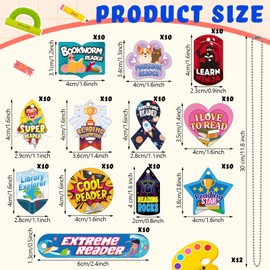 AmazingSpark 120 Pack Student Reading Incentives Dog Tags, Recognition Tag Education Awards Prizes Bulk with 12 Chains PVC Waterproof Reading Necklace for School Classroom Teacher Reward, 12 Styles