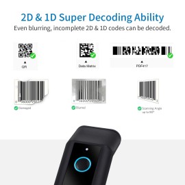 Symcode Portable 2D Bluetooth Wireless Barcode Reader Scanner with Stand, Handheld Co...
