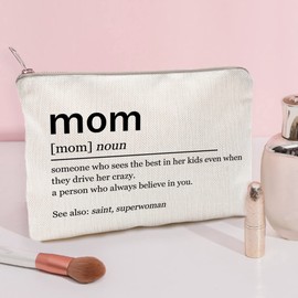 Mom Definition Makeup Case Bag Mom Gifts Mothers Day Gifts Funny Mom Gifts Linen Cosmetic Case Travel Bags Organizer Case Toiletry Bags for Women