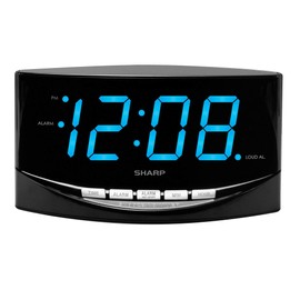 SHARP Easy to See Alarm Clock with Jumbo 2” Numbers - Bright Blue LED Display - Easy Set-up & Simple to Use –See from Across The Room! - High/Low Alarm Volume