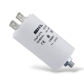 DEKAROX Universal Capacitor 20µF 450V Diameter 40 x 70 mm with 6.3 mm AMP Fastening Screw M8 CBB60 Engine Start and Run Capacitor for Electric Household Appliances
