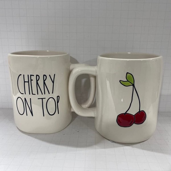 Rae Dunn CHERRY ON TOP Mug - Double sided -