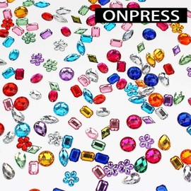 ONPRESS 4Boxes/48Gird 4000Pcs Colorful Rhinestones Nail Art Charms 3D Flatback Rhinestones for Nails Art Design Heart Star Flower Nail Diamonds Kawaii Nail Crafts Acrylic Diamonds for Women Manicure