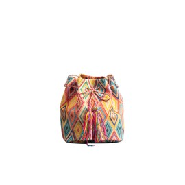 CORIOS Ethnic Tote Bag for Women Canvas Handbag Bohemian Bucket Bag Retro Shoulder Crossbody Bag with Tassels Multicolor Hobo Bag Drawstring Top Handle Bag for Vacation Beach Travel Multicolor D