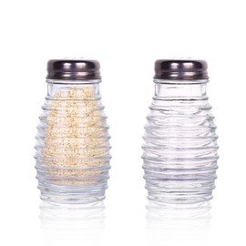 1st Choice Salt and Pepper Shakers with Stainless Tops Set of 2 (Striped Oval Shakers)