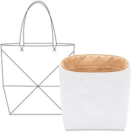 FANJI Project Handbag Organizer Insert for LOEWE Medium Puzzle Fold Tote in Shiny Calfskin, Custom Fit Inside Premium Vanile Lightweight WaterResistant Purse Insert with Cup Holder Accessories