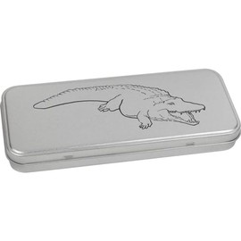 Azeeda 'Crocodile' Metal Hinged Stationery Tin/Storage Box (TT00230062)