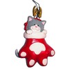 FIGI Grey Tabby Cat in Antlers Inside Red Paw Stocking