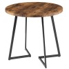 Vecelo Modern Round Dining Table Wood Grain Tabletop and Steel