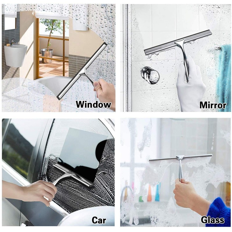 Stainless Steel Shower Squeegee, Window Squeegee, 12 Inch, Shower Wiper