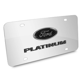 iPick Image for Ford Platinum 3D Dark Gray Logo on Mirror Chrome Stainless Steel License Plate
