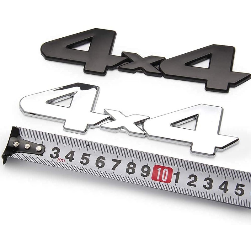 2Pcs 4x4 Emblems Badge 3D Metal Chrome Logo Side Trunk