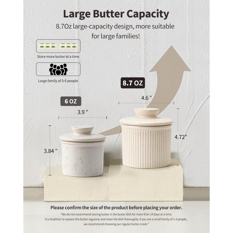 XELA Large Butter Crock with Lid for Countertop, The Original
