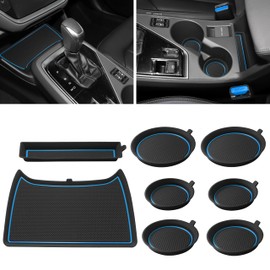 SENSHINE Cup Holder Insert for Subaru Crosstrek Accessories 2024 Impreza Accessories 2024 Center Console Liner Door Pocket Non-Slip Anti Dust Pad Premium Interior 8Pcs Set (Blue Trim)
