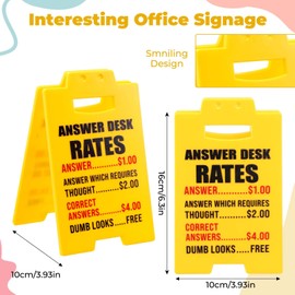 Answer Desk Rates Sign Funny Desk Sign Funny Office Cubicle Decor Office Gag Gifts for Coworker Teammate Employee Boss, Team Gifts for Birthday Christmas White Elephant Gift